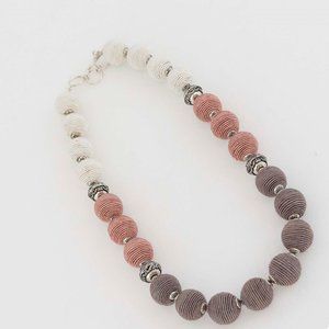 Necklace hand spun silk beads